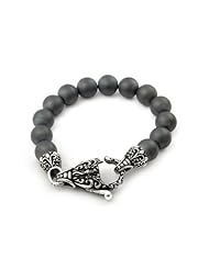 Twisted Blade Intricate Matte Hematite Bead Bracelet 8 Inches