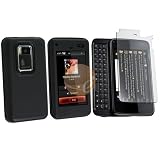 Black Silicone Skin Case + Reusable Screen Protector for Nokia N900