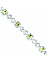 Genuine .925 Sterling Silver Diamond & Peridot Bracelet 12.5 Grams . 100% Satisfaction Guaranteed.