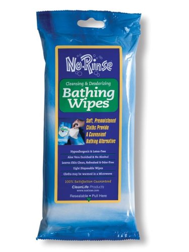 No Rinse Cleansing & Deodorizing Bathing Wipes - 8 ea