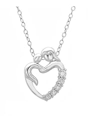 Journey Diamond Mother and Child Heart Pendant Necklace in Sterling Silver