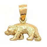 14K Gold Walking Grizzly Bear Charm Animal Jewelry 10mm