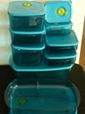 Tupperware 9 Pc Vent N Serve Set. Peacock Color