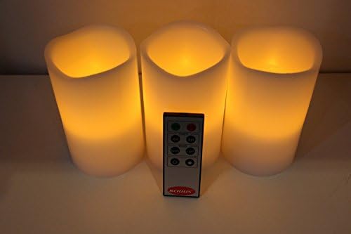 Aliss Queena(TM) Flameless Candles; LED Candles with Remote Control, Pillar Real Wax Candles, 5-inch,Candles with Melted Egde, Set of 3