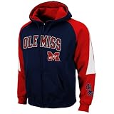 Mississippi Rebels Navy Blue-Cardinal Red Playmaker Full Zip Hoodie Sweatshirt (Large)