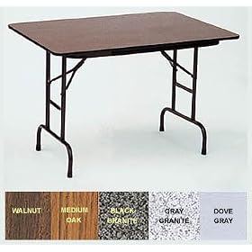 Melamine Top Adjustable Height Folding Table in Black Finish By Correll