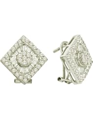 1.43 Carat (ctw) 14k White Gold Round & Baguette Cut White Diamond Ladies Flower Earrings
