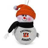 Pack of 3 NFL Cincinnati Bengals Plush Snowman Christmas Ornaments 6"