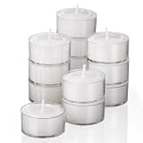 New Item White Tealight Candles in Clear Cups BURN WITH A BIG NICE FLAME Burn 8 Hour Set of 30 Unscented