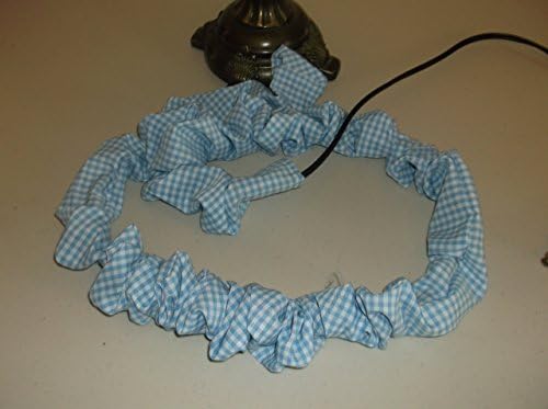 Blue Gingham Blue Checkered Fabric Lamp Electrical Computer Cable Cord Cover Handmade