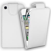 Apple Iphone 4 , 4S Quality White Slim Top Flip Case Cover Includes Screen Protector And Polishing Cloth