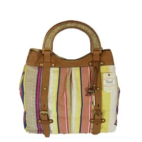 Fossil Tanzania Wooden Handle Purse in Stripe