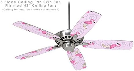 Flamingos on Pink - Ceiling Fan Vinyl Decal Skin Kit fits most 42 inch fans (FAN and BLADES SOLD SEPARATELY)