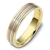 5mm Comfort Fit Platinum and 18 Karat Gold Wedding Band Ring