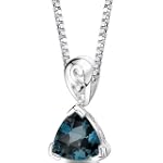Sweet Elegance: Sterling Silver 2.00 carats Trillion London Blue Topaz Pendant with 18 inch Silver Necklace