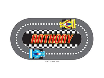 Racing Track with Custom Name Fabric Wall Decal - NASCAR Inspired Racing Name Wall Sticker - Reusable, Repositionable