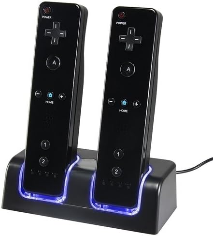 DuaFire Dual Charging Station with 2 Rechargeable Batteries & LED Light Compatible with Wii Remote Control, Black