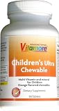 41IAGagHtnL. SL160  Children Ultra Chewable (90 Tab/bottle) fruit flavored chewable multi vitamin & mineral, Contains 100% of all the essential vitamins of A, C, D, E, Thiamin, Riboflavin, Niacin, Folate, B6, and B12, and elements for childrens growth.