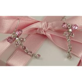 Click here to buy 18K Gold Plated Crystal Pink Butterfly Dangle Earrings by Kendall Drive Jewelry.