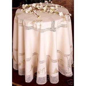 Christmas Crochet with Snowman Embroidery Table Cloth Runner 15x90 by