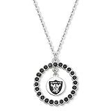 NFL Oakland Raiders Necklace W/ Black Crystal Wreath