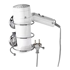Wenko 16970100 Haartrocknerhalter Milazzo Super-Loc - Befestigen ohne Bohren, Kabelhalter, Chrom, 15 x 11 x 11 cm