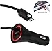 NALAKUVARA Rapid Dual Car Charger with 2.1amp Micro USB Power Port and LED Tip For Samsung Galaxy S6 S5 S3 S4 Note2 Note3, HTC ONE, DNA and Other Smartphone (Black)