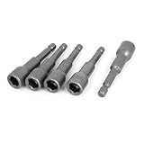 uxcell　六角ナットドライバー　金属　グレー　5個入り　ナットドライバーセット