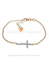 Diamond Accent Cross Bracelet in 14k Rose Gold
