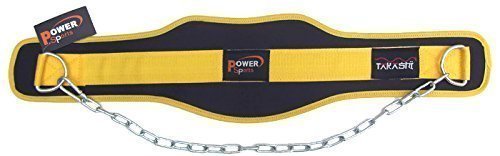 Heavy Duty Dipping belt Neoprene Made for PROs 'BRUTAL' Gold Neoprene Contoured Design with Heavy Duty Chain, TAKASHI Fitness Power Sports Gear, Home & Gym Use