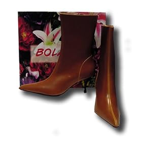 Bolaro Boots Low Calf Point Toe Camel Heel Size 8