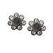 Black Diamonds Crystal Flower Button Earrings