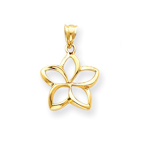 14k Polished Medium Cut-out Plumeria Pendant