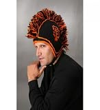Koolwool New Handmade 100% Wool Fleeced San Francisco SF Giants Baseball Mohawk Beanie Pilot Animal Cap/hat with Ear Flaps and Poms (Orange and Black)