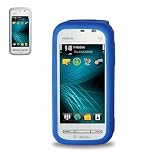 New Fashionable Perfect Fit Soft Silicon Gel Protector Skin Cover (Faceplate/Snap On) Rubber Cell Phone Case with Screen Protector for Nokia Nuron 5230 T-Mobile - Navy