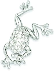 Sterling Silver CZ Frog Pin Brooch Fancy Jewelry
