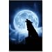 Cries of the Night Wolf in Moonlight Art Poster Print - 22x34