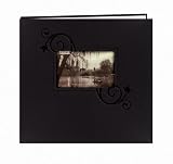 Pioneer 12 Inch by 12 Inch Postbound Embossed Leatherette Frame Cover Memory Book, Black With Floral