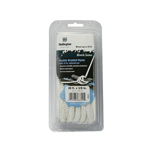 Wellington G0524U0020CP Double Braided Nylon Dock Line, 3 8 by 20-Foot, White by