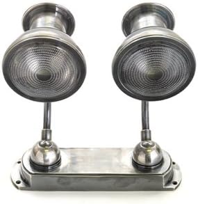 Home Decor, Site Sconce, Dimensions: 12" W X 5" Dia.· Measurement of Fixture. Bracket Measures 3.25" X Sockets: 2 Uses 25 Watt Bulbs. Material: Brass Finish: Vintage Industrial Steel