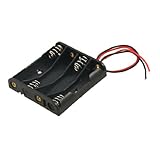 Gino 14cm Wire Leads Black 4 x 1.5V AAA Battery Case Holder