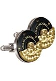 Two Tone Black Stainless Steel and 18k Gold Plated Rotor Cufflinks