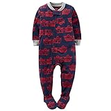 カーターズ ロンパース carter's 男の子用紺x赤COOLな消防車SUVフリース足つきカバーオール (2t(88-93cm)) [並行輸入品]