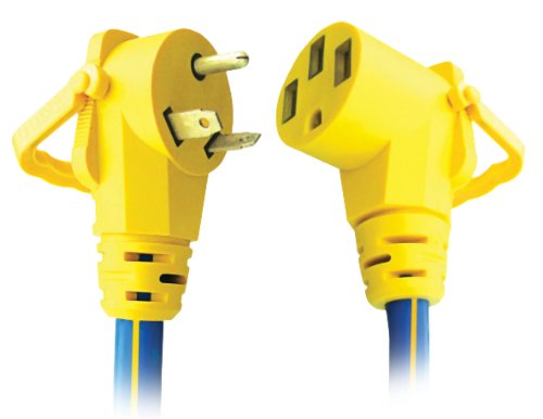 Voltec 16-00504 10/3 STW 30-50 Amp RV Adapter with Ezeegrip Handle, 18 Inch, Blue with Yellow Stripe