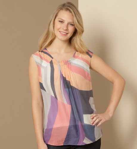 Cotton Rich Sleeveless Border Print Top with Silk