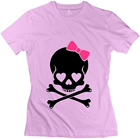 Niken Womens Girl Skull Crewneck Tee Shirt Pink X-Small