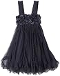 Mimi & Maggie Girls 7-16 Cluster Roses Dress,Dark Grey,S(7/8)