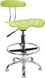 Vibrant Apple Green and Chrome Bar Stool Height Drafting Stool with Tractor Seat [LF-215-APPLEGREEN-GG]