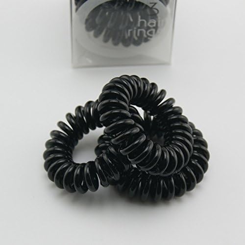 Angel Mall Traceless Hair Ring And Bracelet Invisible Hair Band Suitable For All Hair Types Cute Gift (True Black 3 Pcs)