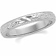 14K White Gold Hand-Engraved Wedding Band For Men and Women - Size 6